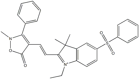 2-[2-[(2,5-Dihydro-2-methyl-5-oxo-3-phenylisoxazol)-4-yl]ethenyl]-1-ethyl-3,3-dimethyl-5-(phenylsulfonyl)-3H-indolium Structure