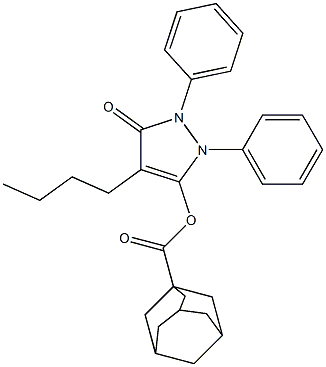 1-Adamantanecarboxylic acid 4-butyl-5-oxo-1,2-diphenyl-3-pyrazolin-3-yl ester Structure