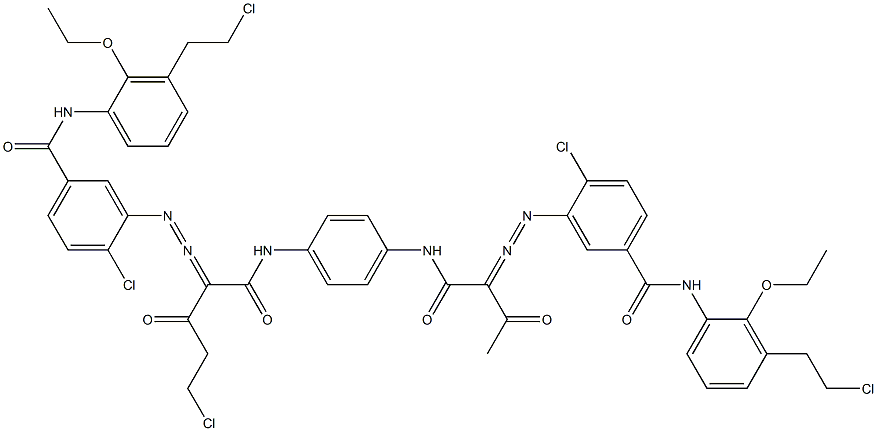 3,3'-[2-(Chloromethyl)-1,4-phenylenebis[iminocarbonyl(acetylmethylene)azo]]bis[N-[3-(2-chloroethyl)-2-ethoxyphenyl]-4-chlorobenzamide] 구조식 이미지