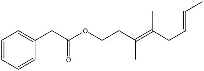 Phenylacetic acid 3,4-dimethyl-3,6-octadienyl ester 구조식 이미지