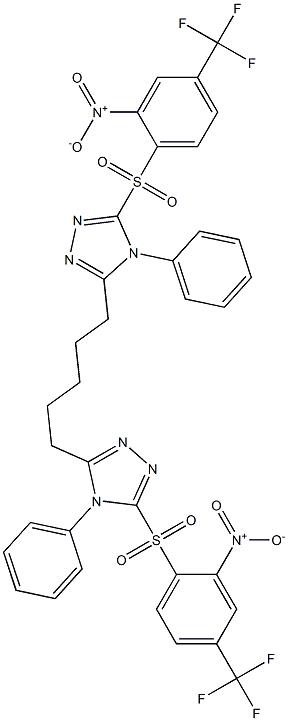 5,5'-(1,5-Pentanediyl)bis[4-(phenyl)-3-(2-nitro-4-trifluoromethylphenylsulfonyl)-4H-1,2,4-triazole] Structure