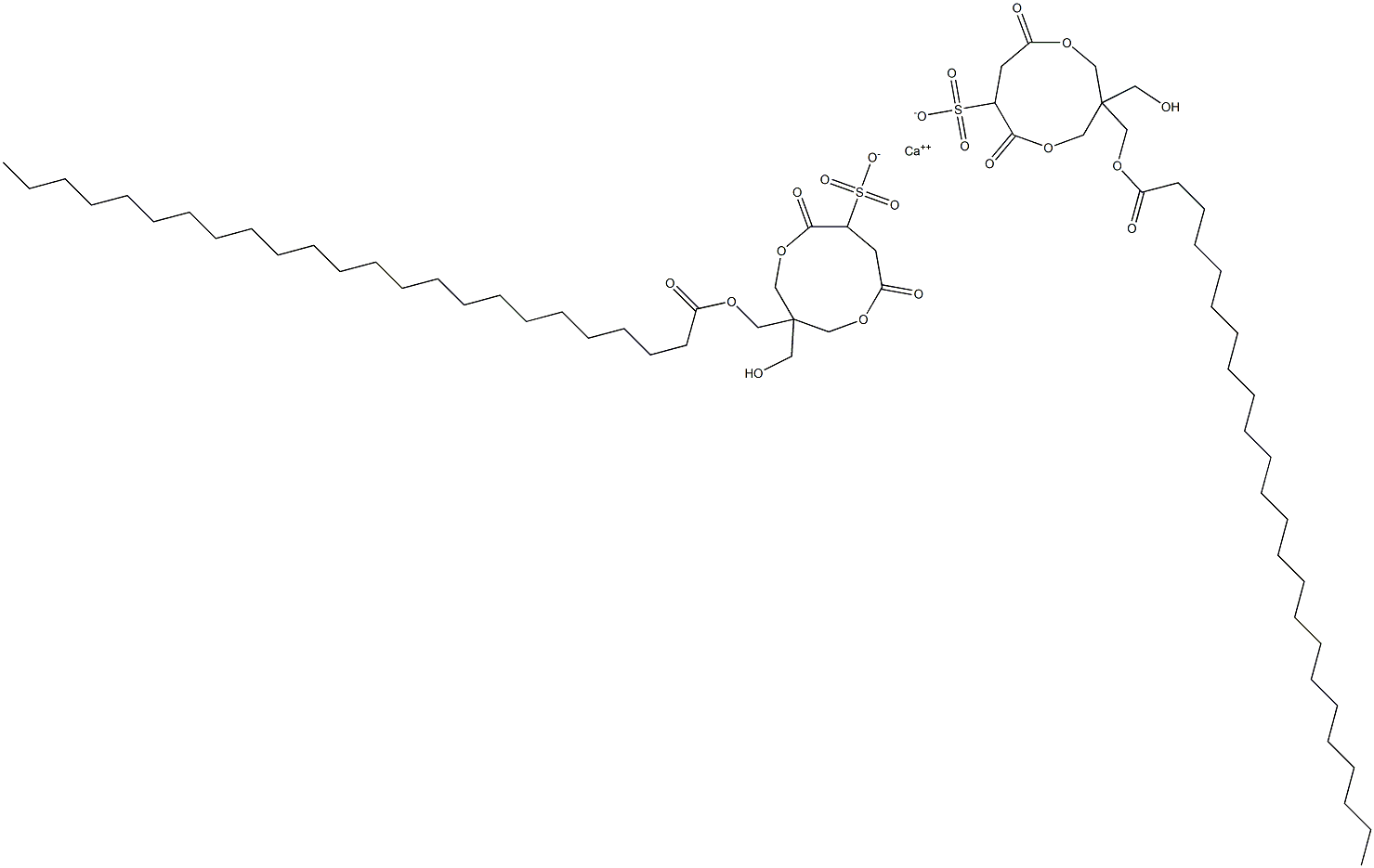 Bis[1-(1-oxotetracosyloxymethyl)-1-(hydroxymethyl)-4,7-dioxo-3,8-dioxacyclononane-6-sulfonic acid]calcium salt Structure