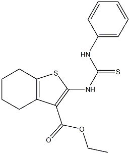 2-(3-Phenylthioureido)-4,5,6,7-tetrahydrobenzo[b]thiophene-3-carboxylic acid ethyl ester 구조식 이미지