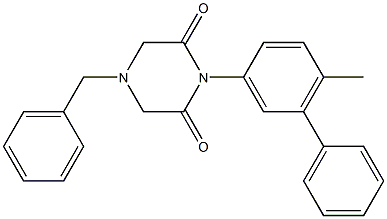 1-(6-Methyl-1,1'-biphenyl-3-yl)-4-benzyl-2,6-piperazinedione Structure