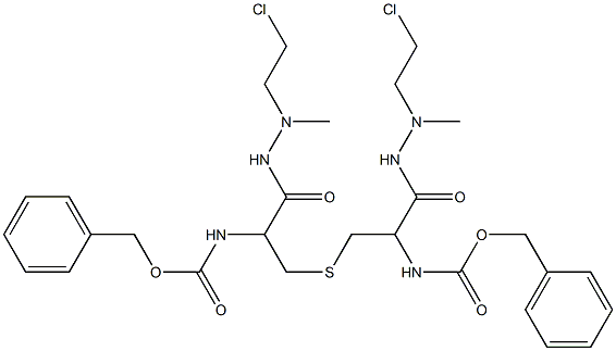 3,3'-Thiobis[N'-(2-chloroethyl)-N'-methyl-2-benzyloxycarbonylaminopropionic acid hydrazide] 구조식 이미지