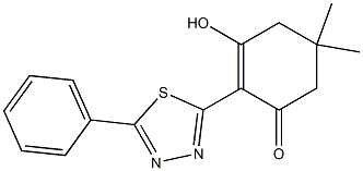 2-(5-Phenyl-1,3,4-thiadiazol-2-yl)-3-hydroxy-5,5-dimethyl-2-cyclohexen-1-one 구조식 이미지