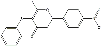 2-(p-Nitrophenyl)-6-methyl-5-phenylthio-2,3-dihydro-4H-pyran-4-one Structure