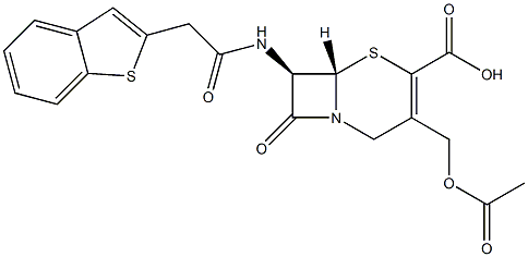 (7R)-7-[[[(Benzo[b]thiophen-2-yl)methyl]carbonyl]amino]-3-[(acetyloxy)methyl]cepham-3-ene-4-carboxylic acid 구조식 이미지