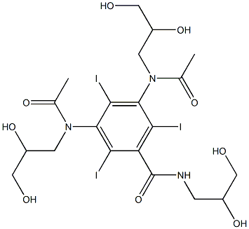 3,5-Bis[acetyl(2,3-dihydroxypropyl)amino]-N-(2,3-dihydroxypropyl)-2,4,6-triiodobenzamide Structure