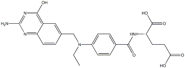 N-[p-[[(2-Amino-4-hydroxyquinazolin-6-yl)methyl]ethylamino]benzoyl]-L-glutamic acid 구조식 이미지