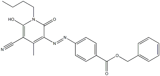 4-(1-Butyl-5-cyano-6-hydroxy-4-methyl-2-oxo-1,2-dihydropyridin-3-ylazo)benzoic acid benzyl ester Structure