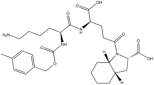 (2S,3aS,7aS)-Octahydro-1-[(4R)-4-[[(2S)-6-amino-2-[(4-methylbenzyloxy)carbonylamino]hexanoyl]amino]-4-carboxybutyryl]-1H-indole-2-carboxylic acid Structure