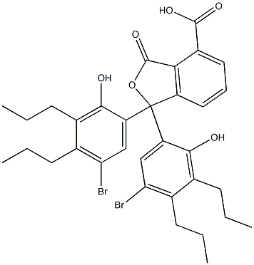 1,1-Bis(5-bromo-2-hydroxy-3,4-dipropylphenyl)-1,3-dihydro-3-oxoisobenzofuran-4-carboxylic acid 구조식 이미지