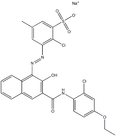 2-Chloro-5-methyl-3-[[3-[[(2-chloro-4-ethoxyphenyl)amino]carbonyl]-2-hydroxy-1-naphtyl]azo]benzenesulfonic acid sodium salt Structure