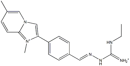 1,6-Dimethyl-2-[4-[2-[iminio(ethylamino)methyl]hydrazonomethyl]phenyl]imidazo[1,2-a]pyridin-1-ium 구조식 이미지
