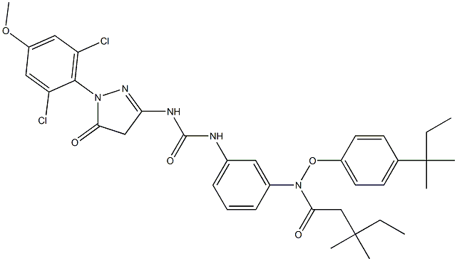 1-(2,6-Dichloro-4-methoxyphenyl)-3-[3-[3-(2,4-di-tert-pentylphenoxyacetylamino)phenyl]ureido]-5(4H)-pyrazolone 구조식 이미지