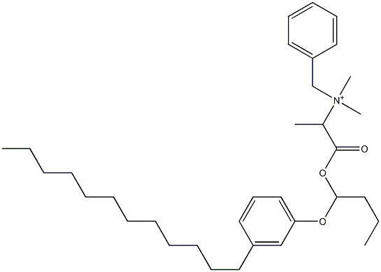 N,N-Dimethyl-N-benzyl-N-[1-[[1-(3-dodecylphenyloxy)butyl]oxycarbonyl]ethyl]aminium 구조식 이미지