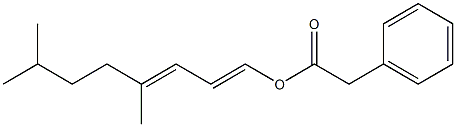 Phenylacetic acid 4,7-dimethyl-1,3-octadienyl ester Structure