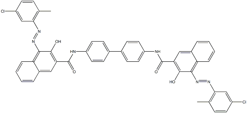 4,4'-Bis[1-[(3-chloro-6-methylphenyl)azo]-2-hydroxy-3-naphthoylamino]biphenyl Structure