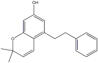2,2-Dimethyl-7-hydroxy-5-(2-phenylethyl)-2H-1-benzopyran 구조식 이미지