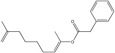 Phenylacetic acid 1,7-dimethyl-1,7-octadienyl ester Structure