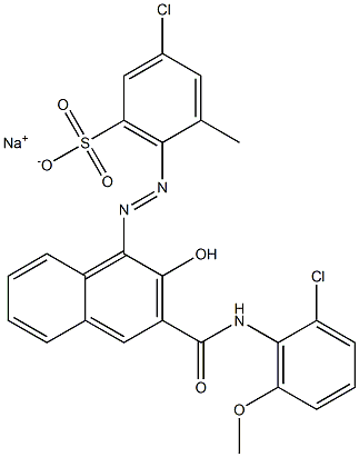 3-Chloro-5-methyl-6-[[3-[[(2-chloro-6-methoxyphenyl)amino]carbonyl]-2-hydroxy-1-naphtyl]azo]benzenesulfonic acid sodium salt 구조식 이미지