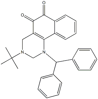 1-Diphenylmethyl-3-tert-butyl-1,2,3,4-tetrahydrobenzo[h]quinazoline-5,6-dione Structure