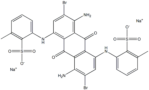 2,2'-[[(4,8-Diamino-3,7-dibromo-9,10-dihydro-9,10-dioxoanthracene)-1,5-diyl]diimino]bis(6-methylbenzenesulfonic acid)disodium salt 구조식 이미지