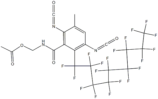 N-(Acetyloxymethyl)-2-(nonadecafluorononyl)-3,6-diisocyanato-5-methylbenzamide 구조식 이미지