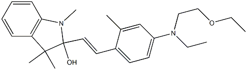 2-[2-[4-[N-Ethyl-N-(2-ethoxyethyl)amino]-2-methylphenyl]vinyl]-1,3,3-trimethylindolin-2-ol 구조식 이미지