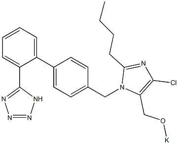 2-Butyl-4-chloro-5-[(potassiooxy)methyl]-1-[[2'-(1H-tetrazol-5-yl)biphenyl-4-yl]methyl]-1H-imidazole Structure