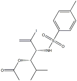 Acetic acid (1S,2R)-1-isopropyl-2-(tosylamino)-3-iodo-3-butenyl ester 구조식 이미지