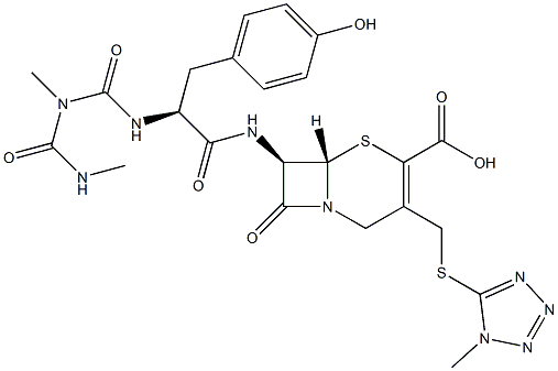 (7R)-7-[[N-(N,N'-Dimethylureidocarbonyl)tyrosyl]amino]-3-[(1-methyl-1H-tetrazol-5-ylthio)methyl]cepham-3-ene-4-carboxylic acid Structure