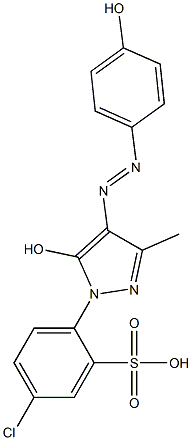 5-Chloro-2-[5-hydroxy-4-(p-hydroxyphenylazo)-3-methyl-1H-pyrazol-1-yl]benzenesulfonic acid 구조식 이미지