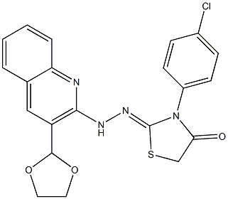 2-[2-[3-(1,3-Dioxolane-2-yl)quinoline-2-yl]hydrazono]-3-(4-chlorophenyl)thiazolidine-4-one Structure
