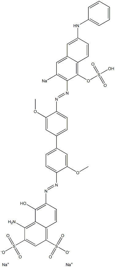 4-Amino-5-hydroxy-6-[[4'-[(1-hydroxy-6-phenylamino-3-sodiosulfo-2-naphthalenyl)azo]-3,3'-dimethoxy-1,1'-biphenyl-4-yl]azo]naphthalene-1,3-disulfonic acid disodium salt 구조식 이미지