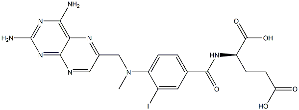N-[3-Iodo-4-[[(2,4-diaminopteridin-6-yl)methyl]methylamino]benzoyl]-D-glutamic acid 구조식 이미지