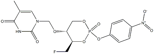 1-[[[(4R,5R)-4-(Fluoromethyl)-2-(4-nitrophenoxy)-2-oxo-1,3,2-dioxaphosphorinan-5-yl]oxy]methyl]-5-methyl-2,4(1H,3H)-pyrimidinedione Structure