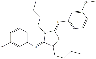 2,4-Dibutyl-3,5-bis[(3-methoxyphenyl)imino]-1,2,4-thiadiazolidine Structure