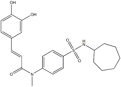 3,4-Dihydroxy-N-[4-[cycloheptylsulfamoyl]phenyl]-N-methyl-trans-cinnamamide Structure