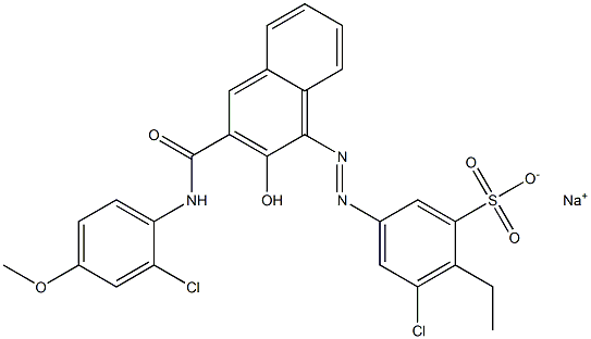 3-Chloro-2-ethyl-5-[[3-[[(2-chloro-4-methoxyphenyl)amino]carbonyl]-2-hydroxy-1-naphtyl]azo]benzenesulfonic acid sodium salt Structure