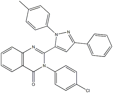 3-(4-Chlorophenyl)-2-[3-(phenyl)-1-(4-methylphenyl)-1H-pyrazol-5-yl]quinazolin-4(3H)-one 구조식 이미지