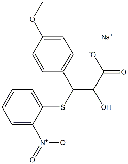 2-Hydroxy-3-(p-methoxyphenyl)-3-(o-nitrophenylthio)propionic acid sodium salt Structure