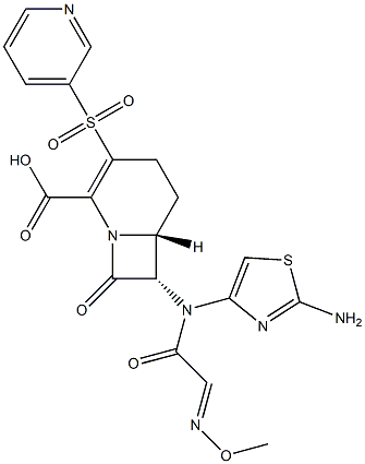 (6R,7S)-3-((3-Pyridyl)sulfonyl)-8-oxo-7-[(2-aminothiazol-4-yl)(methoxyimino)acetylamino]-1-azabicyclo[4.2.0]oct-2-ene-2-carboxylic acid Structure