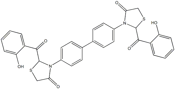 3,3'-(1,1'-Biphenyl-4,4'-diyl)bis[2-(2-hydroxybenzoyl)thiazolidin-4-one] Structure