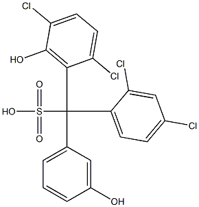 (2,4-Dichlorophenyl)(2,5-dichloro-6-hydroxyphenyl)(3-hydroxyphenyl)methanesulfonic acid 구조식 이미지