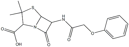 6-(2-Phenoxyacetylamino)-7-oxo-3,3-dimethyl-1-aza-4-thiabicyclo[3.2.0]heptane-2-carboxylic acid 구조식 이미지