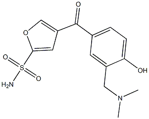 4-[4-Hydroxy-3-(dimethylaminomethyl)benzoyl]furan-2-sulfonamide 구조식 이미지