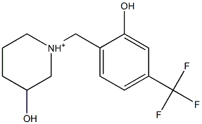 1-[2-Hydroxy-4-(trifluoromethyl)benzyl]-3-hydroxypiperidine-1-cation Structure