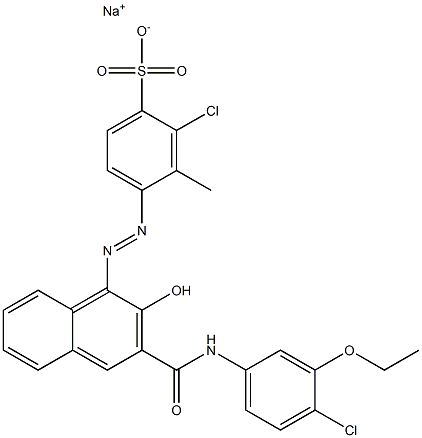 2-Chloro-3-methyl-4-[[3-[[(4-chloro-3-ethoxyphenyl)amino]carbonyl]-2-hydroxy-1-naphtyl]azo]benzenesulfonic acid sodium salt Structure